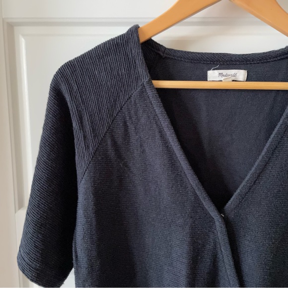 Madewell Drapey Ottoman Jacquard Wrap Top in Black Size Small - Picture 4 of 4